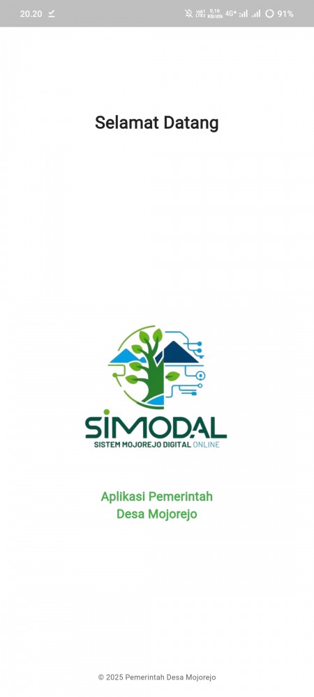 Tampilan awal Aplikasi SIMODAL